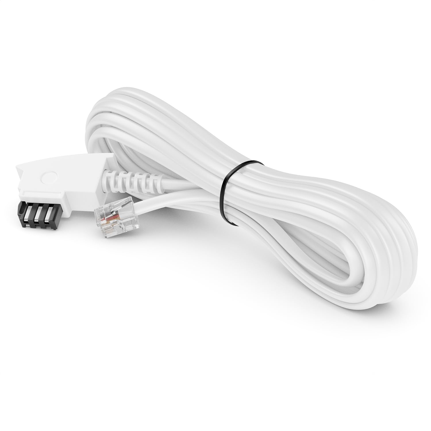 deleyCON 10m Câbles Téléphoniques TAE-F Mâle à RJ11 Mâle 6P4C Câble Plat Terminaux Analogiques à Prise Téléphonique TAE-F Téléphone Modem Routeur Répondeur Blanc