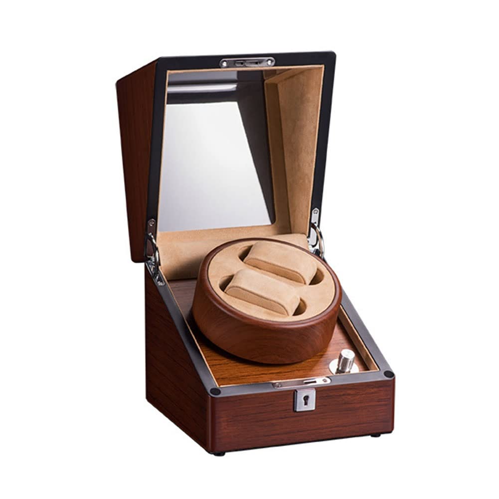 Caja enrolladora doble para relojes automáticos con motor silencioso y madera