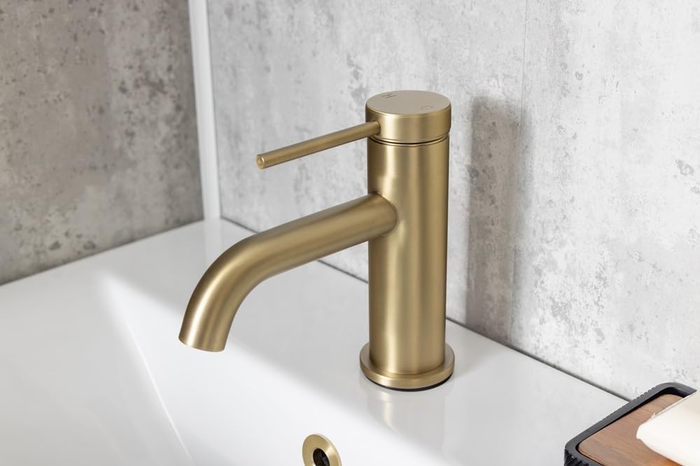 Corso Bathrooms Brushed Brass Como Basin Mixer Tap - Inc Waste