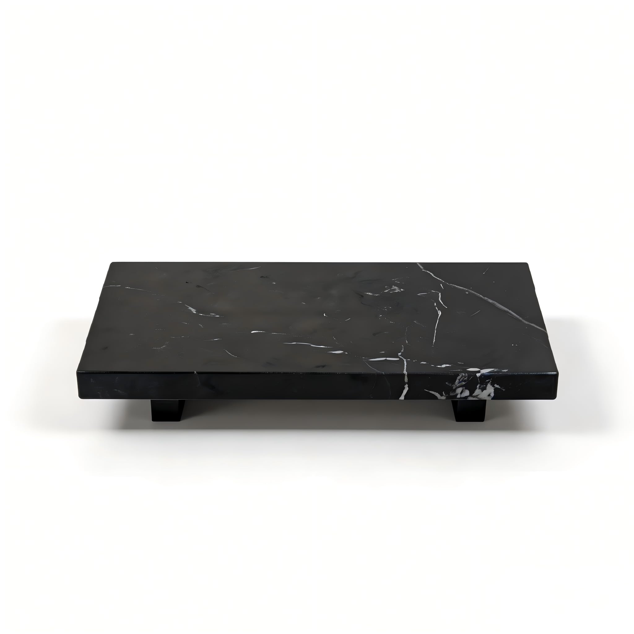 Small Black Marble Soap Dispenser Pedestal Tray 9.84 in