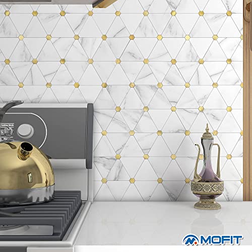 Azulejos contra salpicaduras MOFIT de oro blanco, 10 hojas autoadhesivas para pared 5