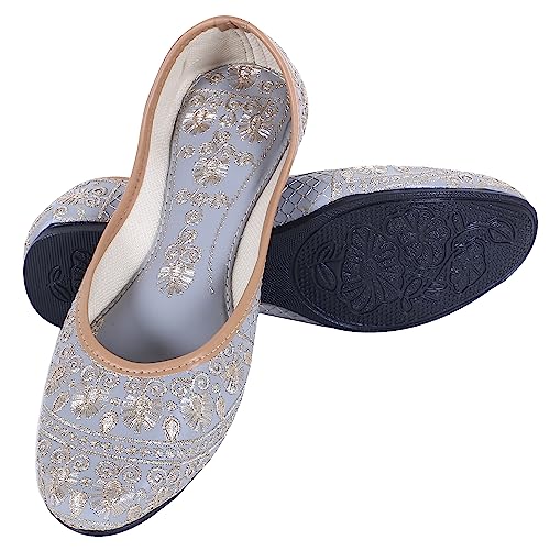 Image of DFR Women's Embroidered Phulkari Punjabi Mojaris Juti Jutti Shoe