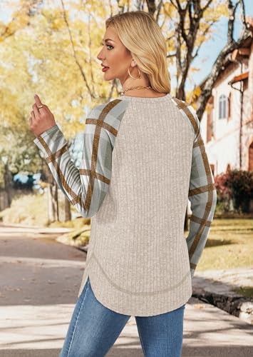 Image of WIHOLL Long Sleeve Shirts for Women Fall Sweaters Lightweight Trendy Tops