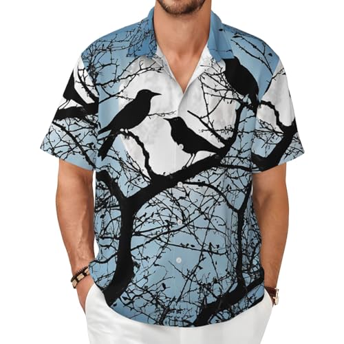 Men Short Sleeve Shirts Hawaiian Bohemian Print Lapel Stylish Summer