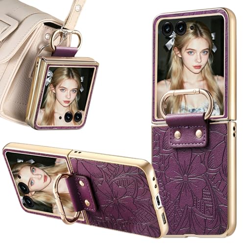 Coque Motorola Razr 70 Ultra imprimée violette avec anneau support portable Ysnzaq