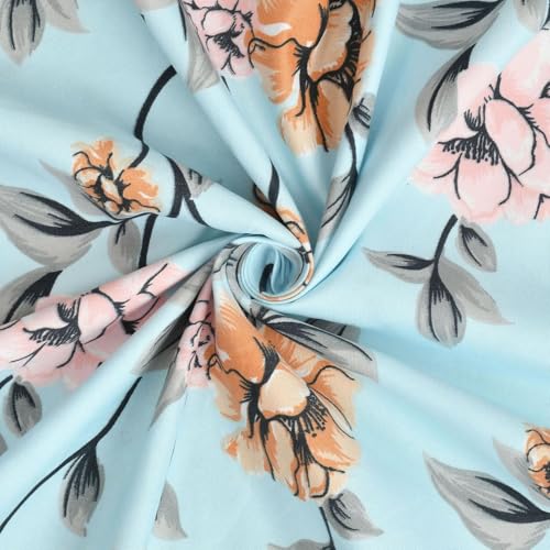 Image of Jashan Super Soft Glace Cotton Fabric 300 TC All Around Elastic Fitted Elegent Design King Size Double Bed Bedsheet with 2 Pillow Covers Fits Upto Mattress of 10 Inche,Size-72 x 78 x 10 Inche-SkyBlue