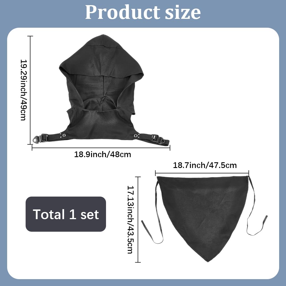 GORGECRAFT Ninja Hooded Cape Hat Black Rogue Cowl Hood Scarf Unisex Steampunk Neck Warmer Costume With Adjustable Arms Buckle Assassin Dress up Cosplay Accessory for Halloween and Outdoor - Image 2