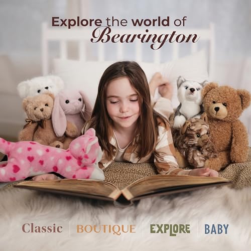 Image of Bearington Valentine Kitty Pink Heart Print Cat Plush - Soft 9 inch Stuffed Animal Toy, Cute Huggable Gift for Valentine's Day, Kids & Cat Lovers, Adorable Collectible Plushies Home Decor