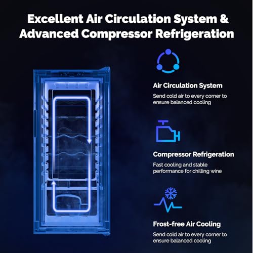 Image of ROVSUN 18 Bottle Wine Fridge, Freestanding Compressor Wine Cooler Refrigerator, Beverage Wine Chiller with Digital Temperature Control & Double-layer Glass Door for Red White Wine, Champagne, Beer