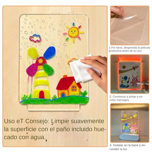 Tableta de escritura de notas con panel LED 3D y efecto brillante 5