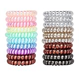 Ordermore 20pcs Spiral Hair Ties No Crease, Colorful Traceless Hair Ties, Elastic Coil Hair Ties for