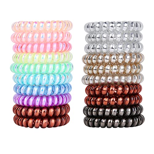 Ordermore 20Pcs Spiral Hair Ties No Crease, Colorful Traceless Hair Ties, Elastic Coil Hair Ties For Women Girls, Waterproof Hair Coils For For Any Kinds Of Hair (20Pcs) #TOP2