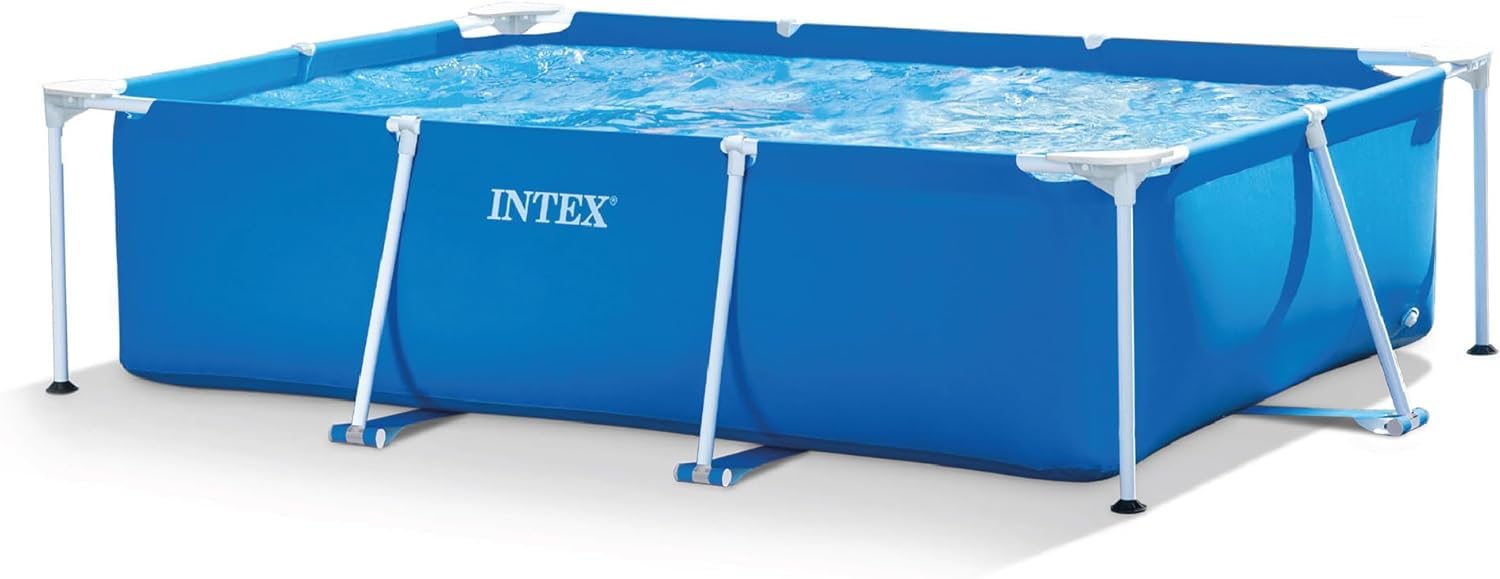 Intex 28270Np Small Frame Piscina Desmontable, 220 X 150 X 60 Cm, 1.662 litros + 28038 Cobertor Piscina Rectangular Prisma/Small Frame 300 X 200 Cm