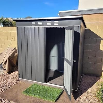 Domi Outdoor Storage Shed 6' x 4.5’, Metal Garden Shed with Galvanized Steel Frame for Bike, Tools, Lawn Mowers, Pool Toys, Outdoor Storage Cabinet with Lockable Door for Garden Lawn Patio (Dark Grey)