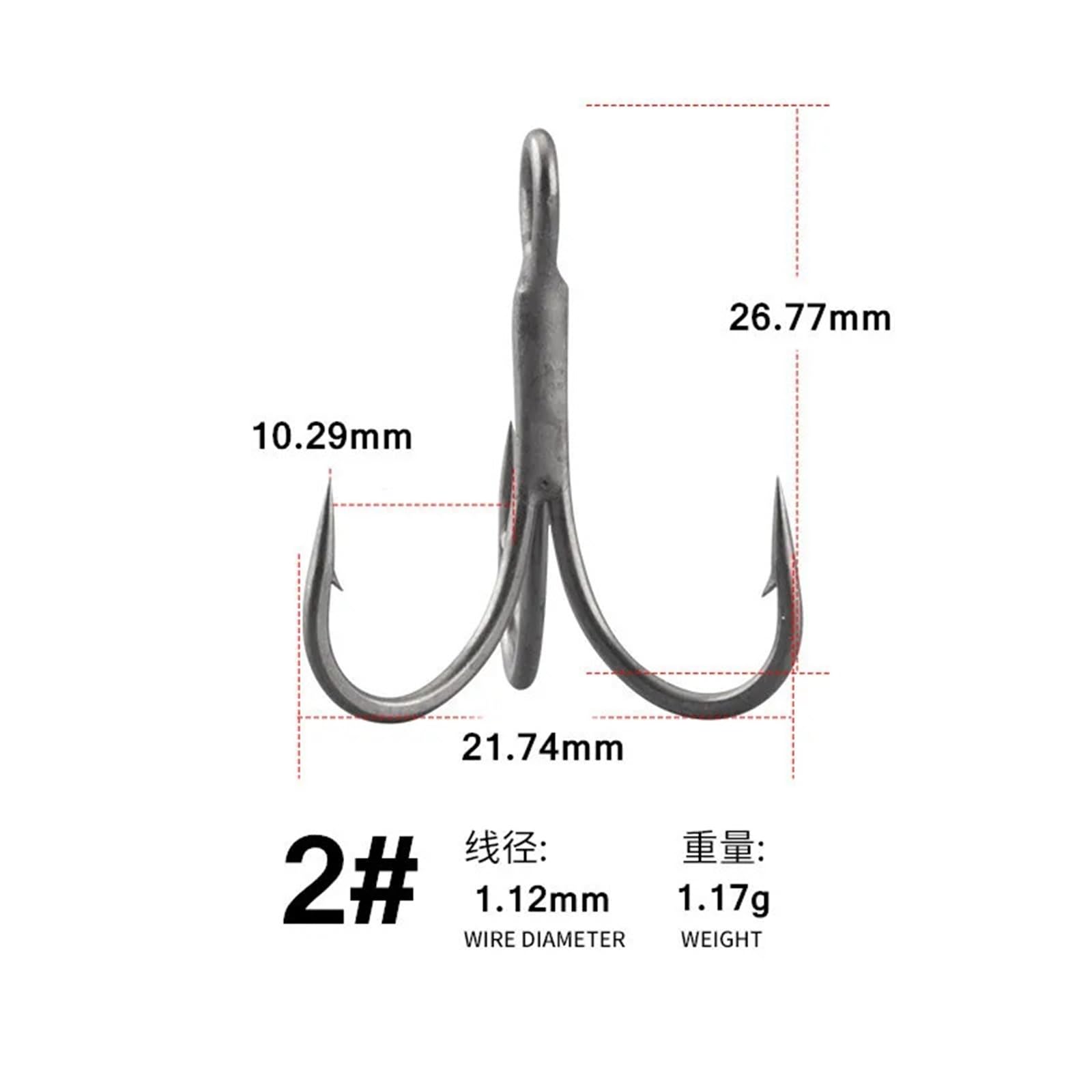 Anzuelos de Pesca 100 Uds anzuelos triples 14# 12# 10# 8# 6# 4# 2# Pesca Suave