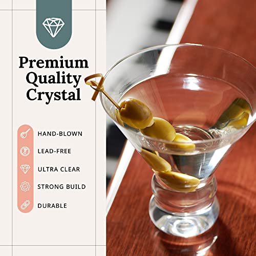 Martini Glasses Set Of 4 (9.5 Oz) – Cocktail Glasses For Any Drink – Elegant Cocktail Glasses For Hosting Parties – Hand-Blown Crystal Martini Glasses – Give A Fancy Martini Set Gift #TOP3