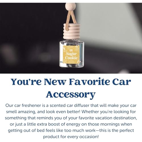Image of C&E Craft Co Hanging Car Air Freshener Diffuser 2 Pack, Long Lasting Fragrance Oil Car Freshener, Glass Bottle Auto Air Freshener, Made in USA (Cinnamon Sugar + Sugar Cookie)