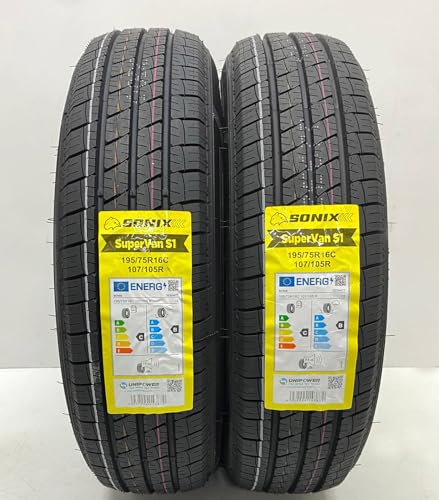 2 X 195 75 16C SONIXSUPER VAN COMMERCIAL VAN 195/75R16C 107/105R 8PR M+S TYRES 1957516C