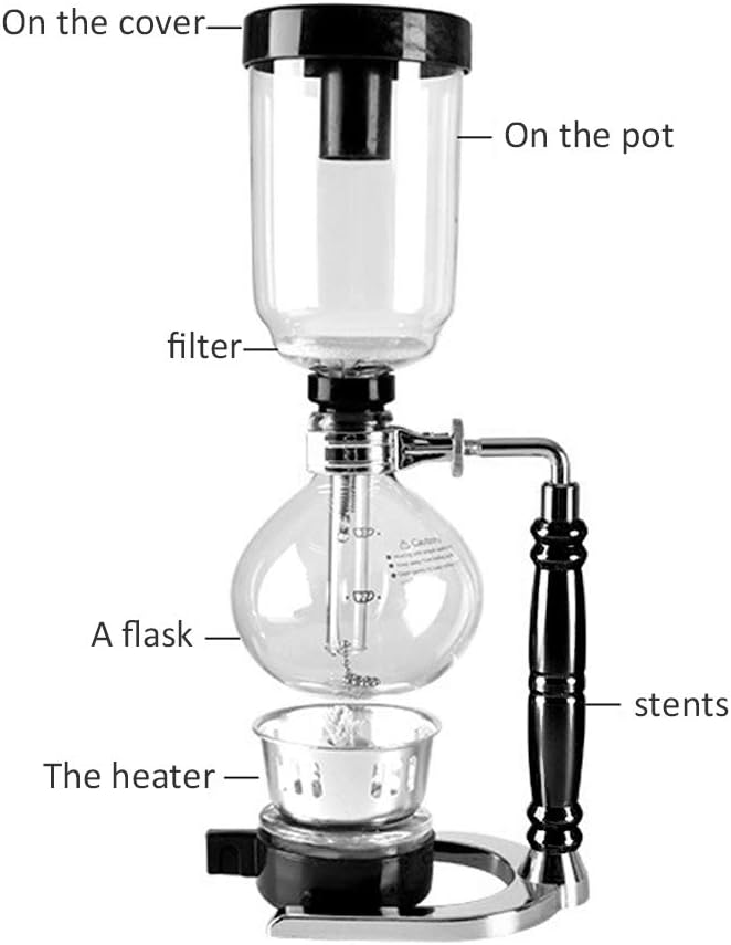 Coffee Machine, Glass Technica Syphon Coffee Maker For Home Office Coffee Shop Kitchen and Other Office Spaces (Black)