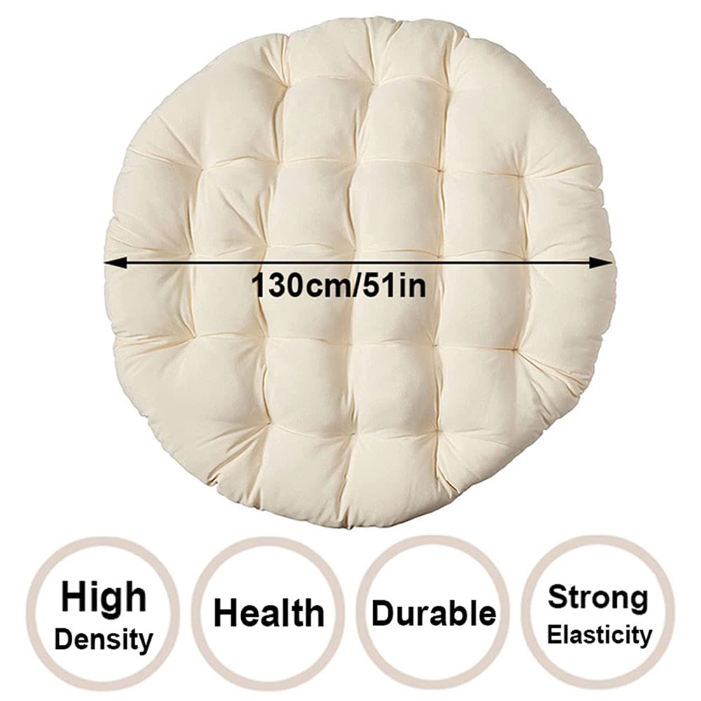 132 cm Tylko poduszka Papasan na zewnątrz, poduszka na krzesło do jajek, wisząca poduszka do huśtawki na krzesło, wodoodporna, gruba, bawełna lalek, z paskami pozycjonującymi, fioletowa
