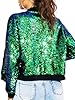 EARENT Women Sequin Jackets Green Glitter Zipper B... #4