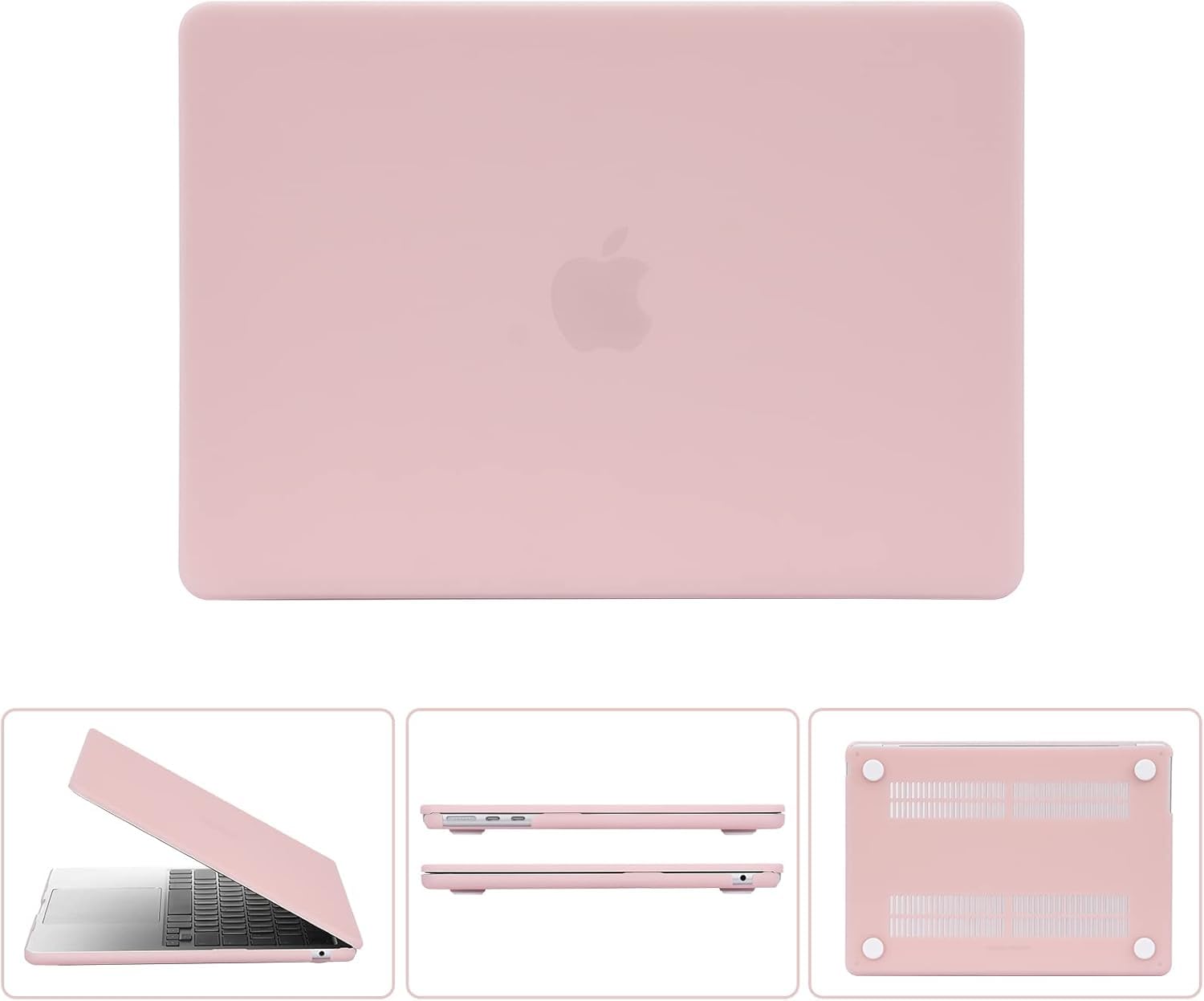 EooCoo Custodia Compatibile con MacBook Air 15 M2 M3 M4 A2941 A3114 A3241 2023 2024 2025 Rilasciato con Touch ID, Mac 15.3 Pollici Cover Rigide Plastica Protezione - Rosa Opaco
