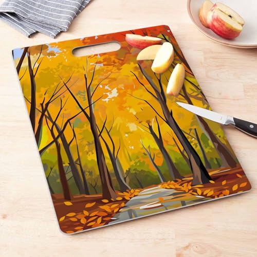 Tabla de Cortar Yekiua con Diseño Otoñal, Rectangular, de Plástico, Antideslizante, con Mango y Ranura para Jugos, Apta para Lavavajillas, 40,4 x 25,4 x 0,5 cm miniatura 4