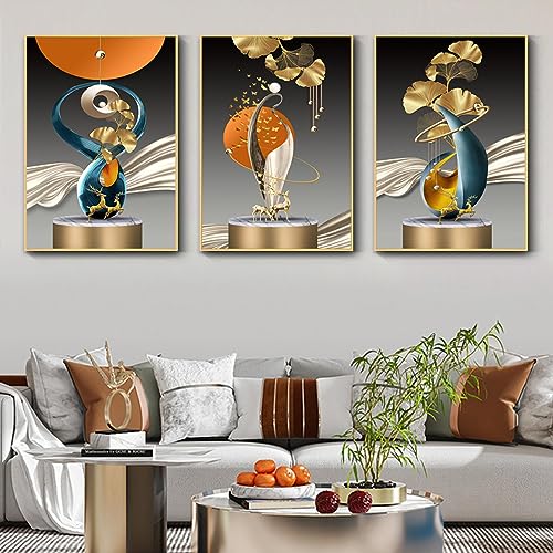 Toile cerf doré KEBIA affiches luxueuses lignes dorées pour salon chic
