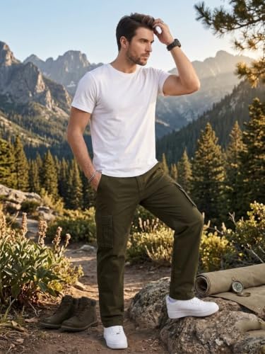 Image of Leriya Fashion Men Cargo Pants | 6 Pocket Cotton Cargo Joggers for Men | Loose Fit Stylish Pant with Pockets | Casual Baggy Trousers & Streetwear Lower (Available in Plus Size)