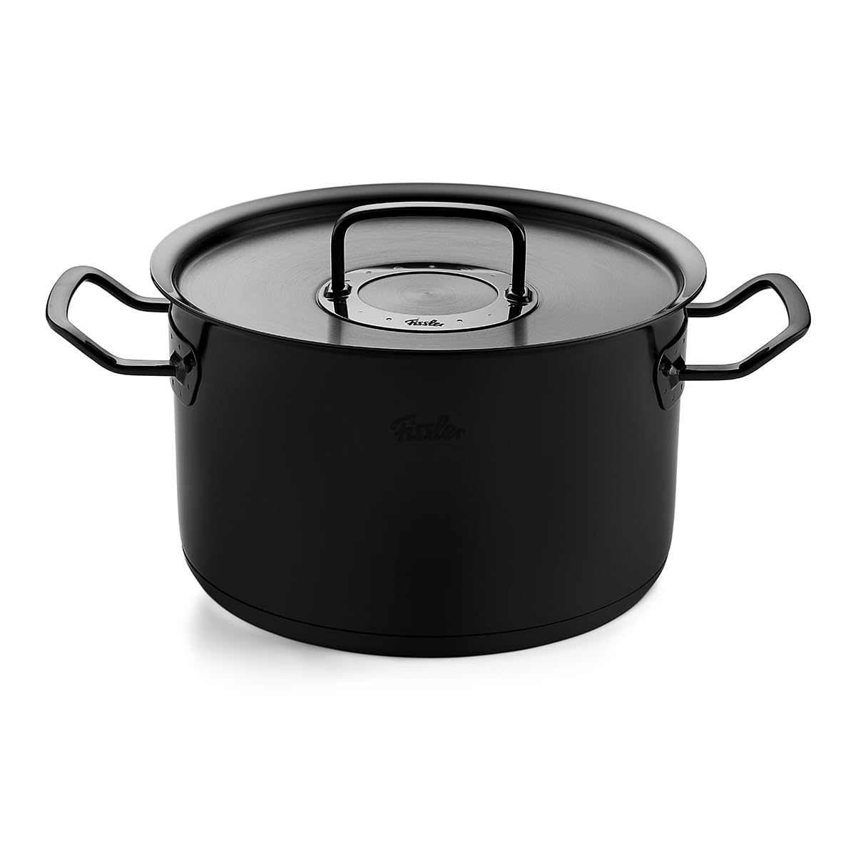 Fissler Original-Profi Collection Shadow Line, 5-teiliges Edelstahl-Topfset, Limitierte Jubiläumsedition, 3 Kochtöpfe, Servierpfanne, Stielkasserolle, Schwarz