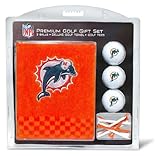 Team Golf NFL Miami Dolphins Gift Set Embroidered Golf Towel, 3 Golf Balls, and 14 Golf Tees 2-3/4' Regulation, Tri-Fold Towel 16' x 22' & 100% Cotton