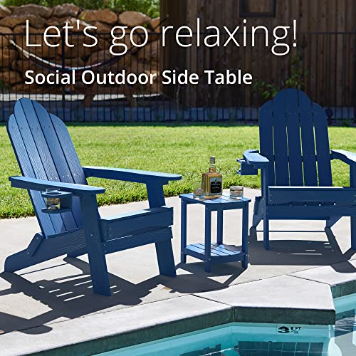 LUE BONA Navy Blue Outdoor Side Table - Weather-Resistant HDPS for Patio, Pool, Porch, Garden, Lawn