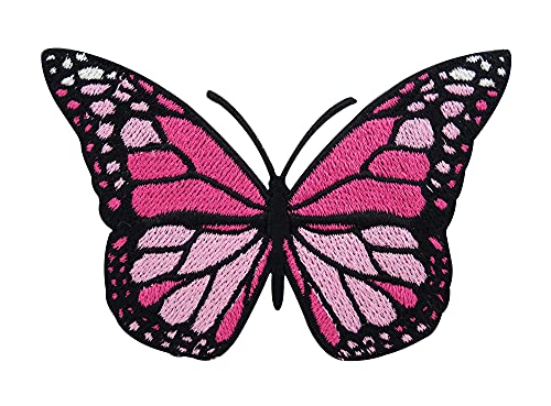 Finally Home Écusson Thermocollant | Papillon Rose | Patch à coller au fer à repasser ou à coudre | Pièce de décoration ou réparation pour vêtement,...