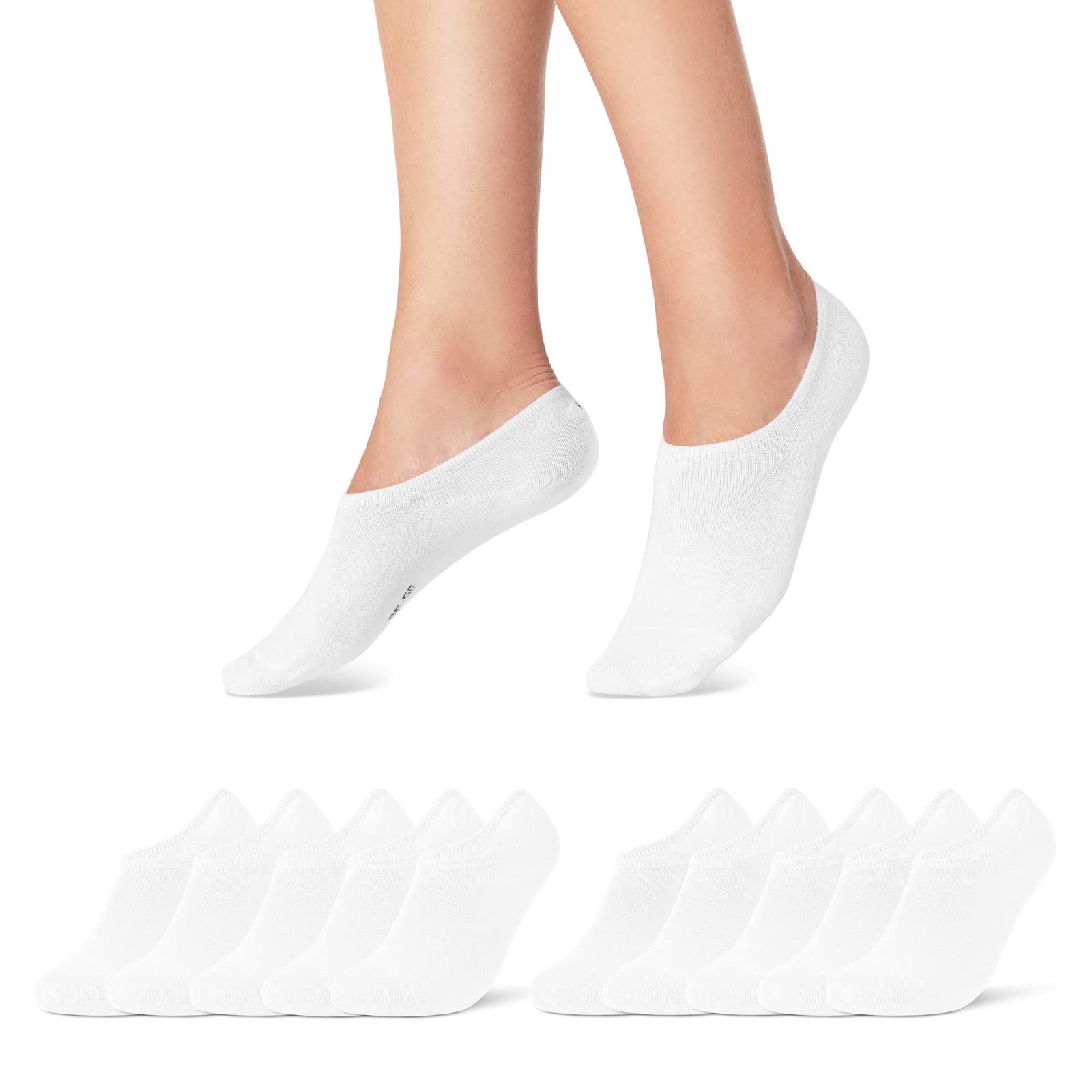 sockenkauf24 10 Pares de Calcetines Cortos Hombre & Mujer Calcetines Tobilleros Algodón Negro Blanco Gris