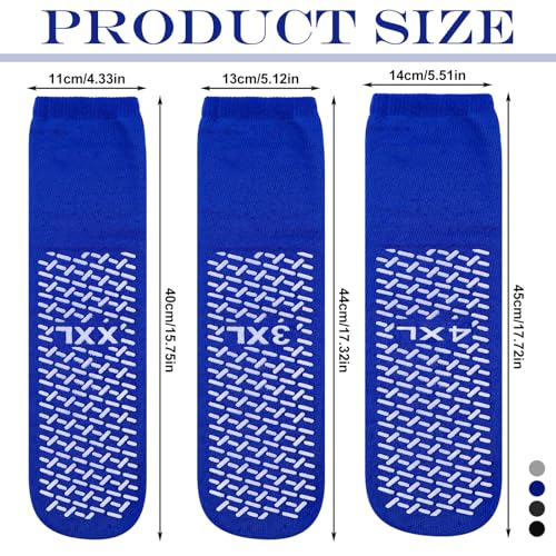 Image of Foaincore 12 Pairs 2XL 3XL 4XL Non Slip Hospital Socks with Grips for Men Women Extra Wide Single Tread Slipper Socks