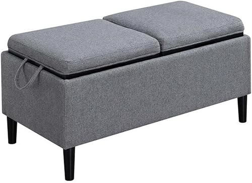 Convenience Concepts Designs4Comfort Magnolia - Otomana de almacenamiento con bandejas reversibles, tela gris suave