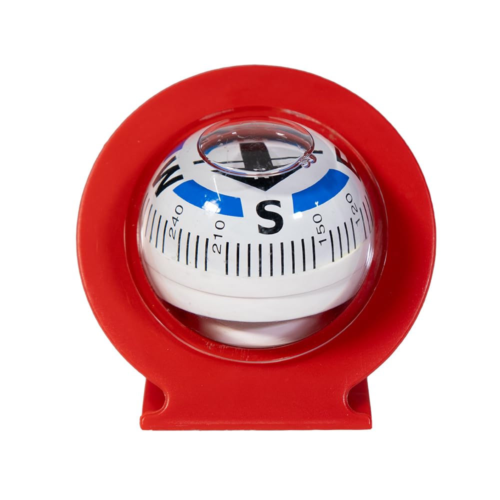 Pullox Magnetic Car Compass Ball Universal Collapsible Dashboard Navigation Stand, Red and White-image-30