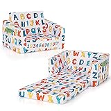 Costzon Kids Sofa, 2 in 1 Flip Open Couch w/Sturdy Sponge Construction, Velvet Fabric, Storage...