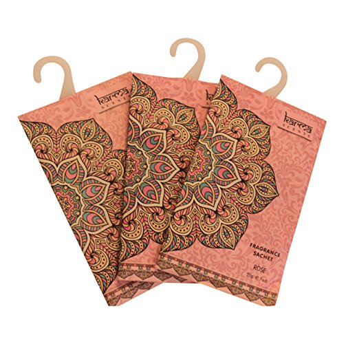 Karma Scents Premium Rose Scented Sachets for Drawers, Closets, and Cars, Lovely Fresh