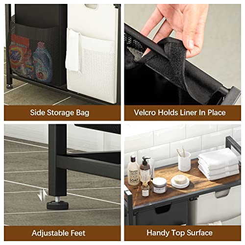 Lulive Double Laundry Hamper, Multifunctional Laundry Basket Organizer, 112L Laundry Sorter With Removable Bags And Fabric Handles, Large Top Shelf Laundry Bag For Bathroom, Dorm, Laundry Room #TOP7