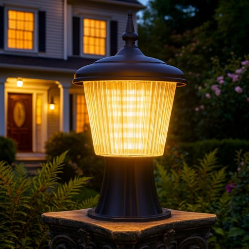 Image of Gigawatts GWSUWW-01 Outdoor Gate Light - 12W Integrated Light 101% Rust & Waterproof Polycarbonate, ABS, PP Pillar Lamp Base Mount Black Exterior Fixture for Garden, Boundary & Home Entrance