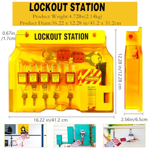 Young Dance DQTJ123653Y Lockout Tagout Station With Loto Devices - 5 Pack Safety Lock Set For Safe Electrical Lockouts,2 Hasps, 25 Loto Tags,Lock Out Tag Out Kit Board,Lockout Safety Supply thumb #1