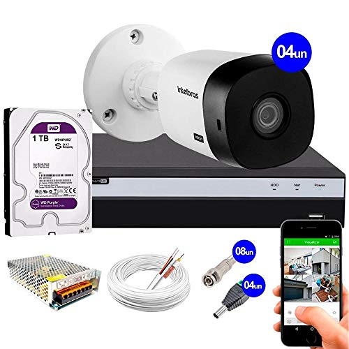 Kit Cftv 4 Câmeras Full Hd 1080p VHL 1220 B 2mp Dvr Mhdx 3104 Intelbras