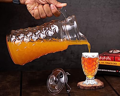 Image of Premium Water and Juice Glasses Set of 6 280ML and 1.6 Liter Water Jug 1 piece,TransparentGlass and Jug Set for Dining Table,Party,Gift Set,All pourpse use (7 piece) (MT-25)