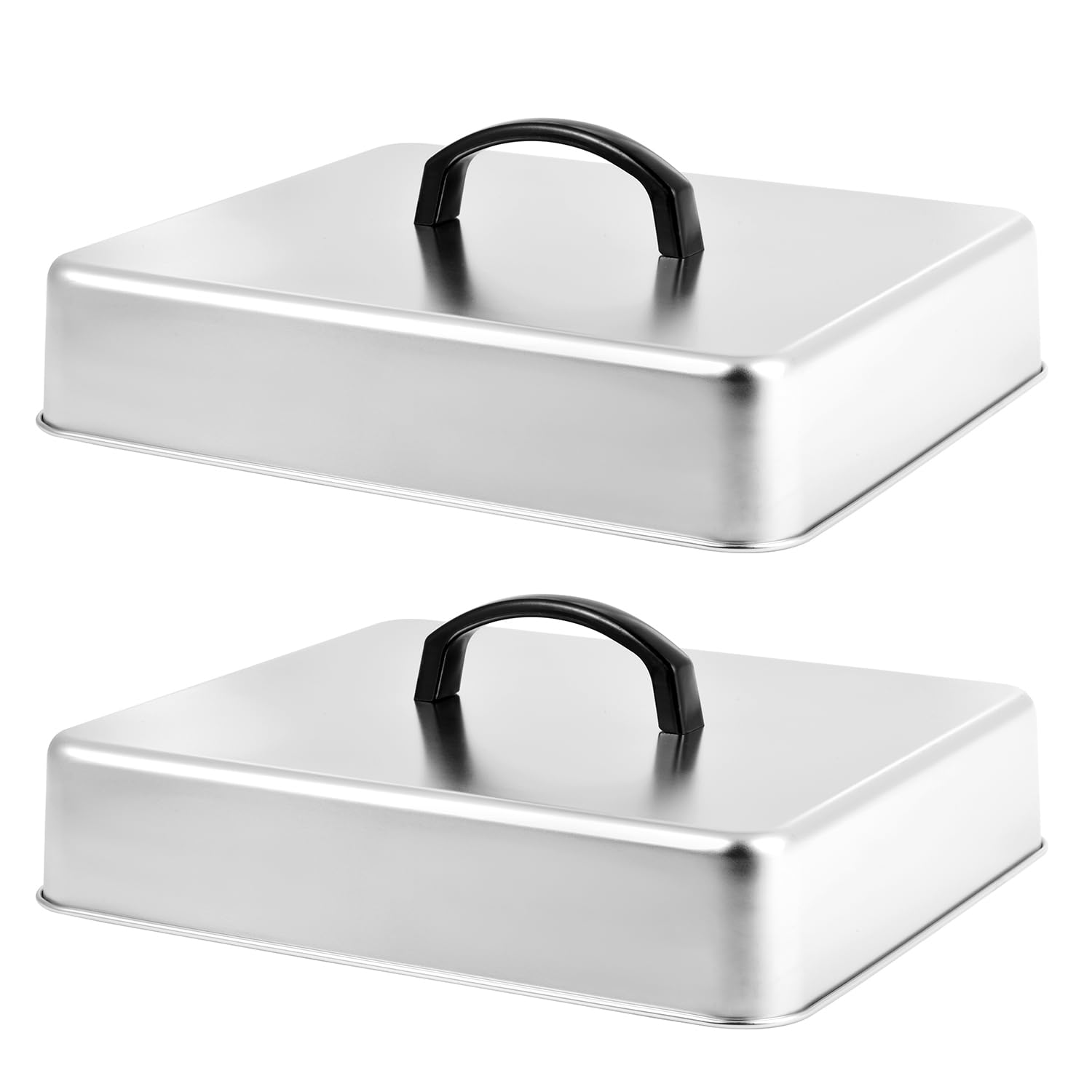 Cubierta rectangular para untar o cocinar al vapor, tapa de parrilla de acero inoxidable para derretir queso o cocinar alimentos al vapor, paquete de 2