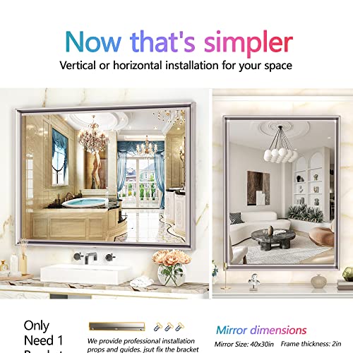Vosuja 40 X 30 Inch Bathroom Mirrors For Vanity, Rose Gold Wall Mirror, Modern Wall Mounted Mirror For Bathroom, Rectangluar Right Angle Metal Framed Mirror (Horizontal/Vertical) #TOP3