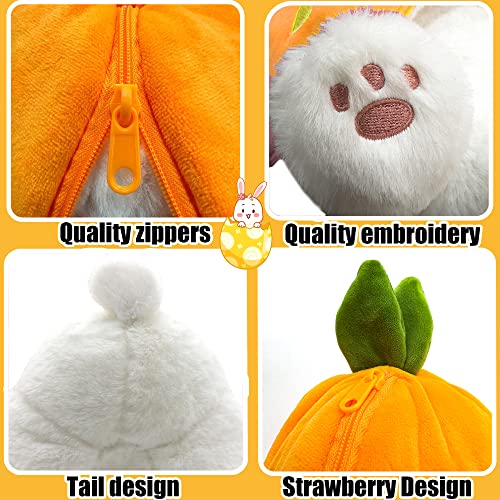 Youblek Bunny Stuffed Animal,Reversible Carrot Strawberry Bunny Plush Doll With Zipper Cute Soft Rabbit Toys Pillow Decoration For Kids And Adults Easter Gifts (Carrot, 7.09 Inches) #TOP4