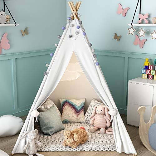 Sumbababy Teepee Tent for Kids with Carry Case, Natural Canvas Teepee Play Tent, Toys for Girls/Boys Indoor & Outdoor… - Image 3