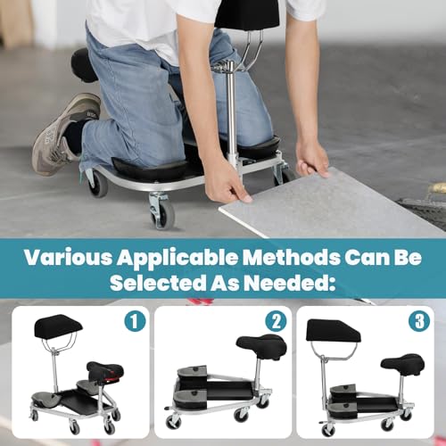 Image of Kneeling /Sitting Creeper With Chest Support & Rolling Knee Pads 3 inch Casters