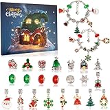 Christmas Advent Calendar Bracelets 2025 for Girls 24 Days Xmas Countdown Calendar DIY Jewelry Making Kit Gift 22 Charm Beads 2 Bracelets for Kids Teens Women